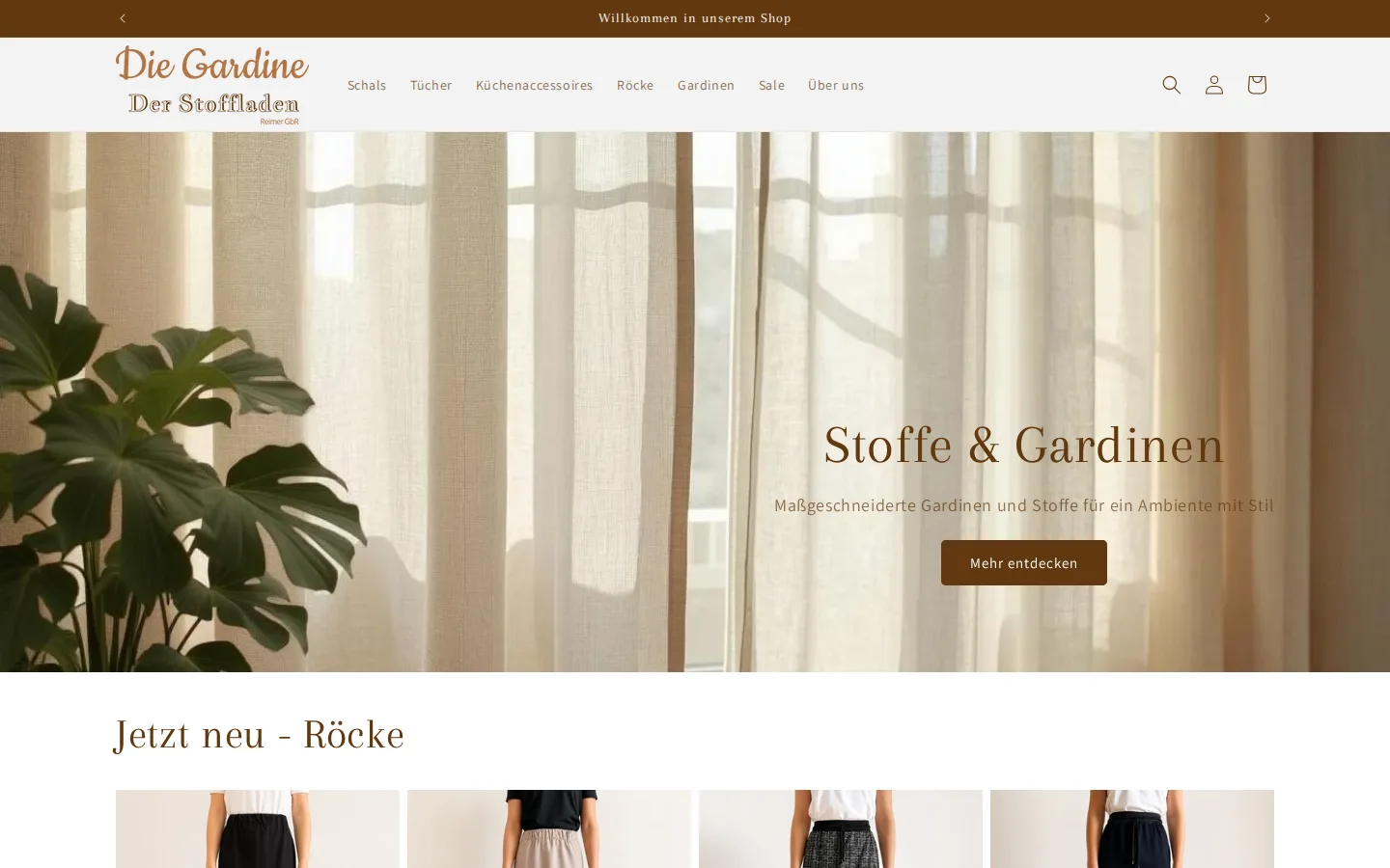 Startseite von Die Gardine mit Stoffen und Gardinen