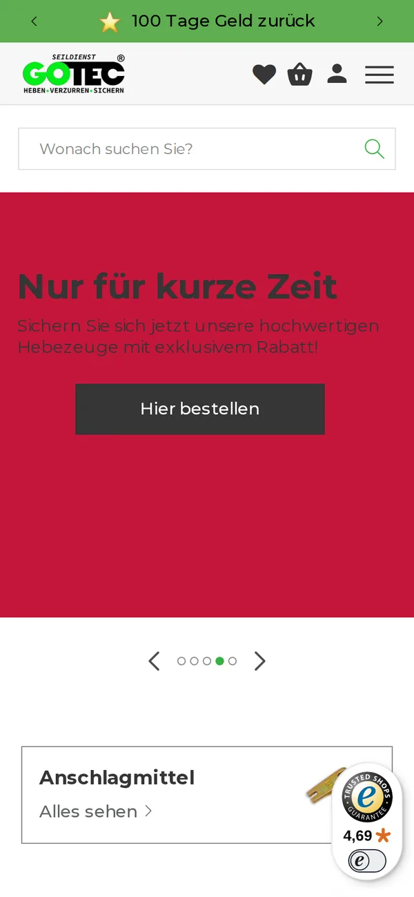 Startseite auf dem Handy