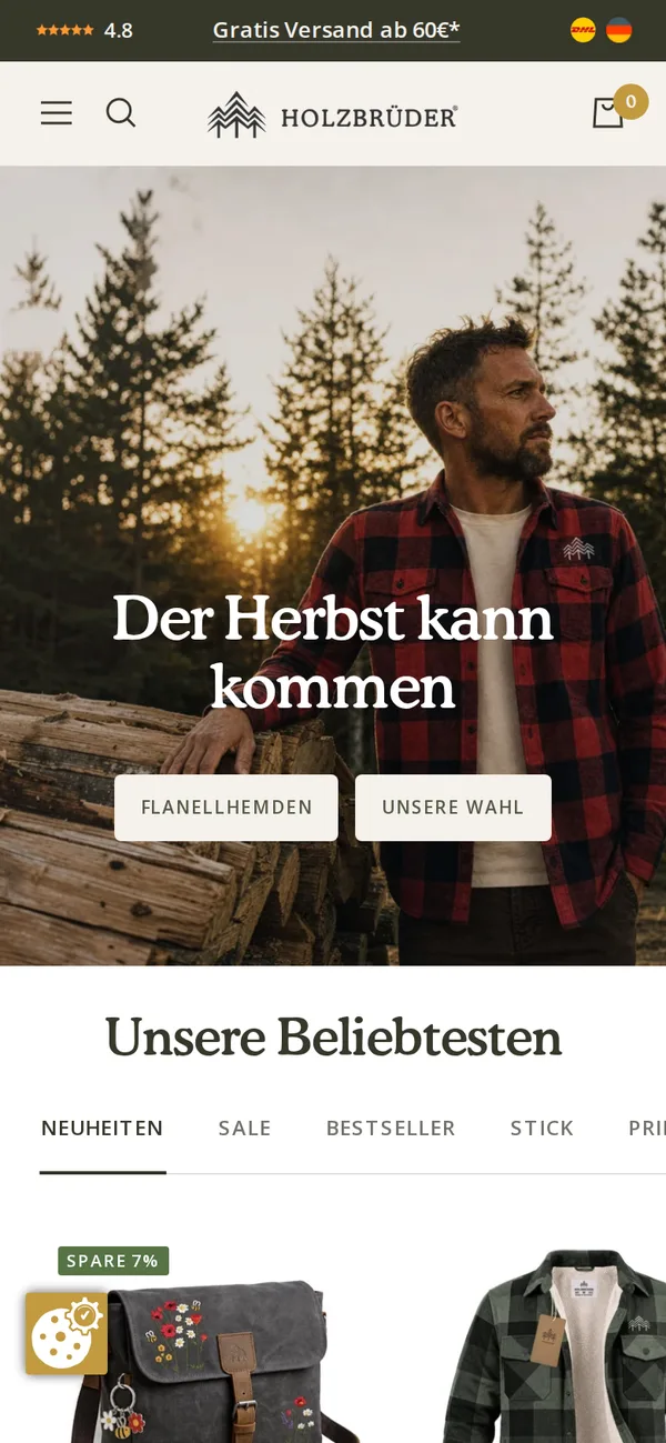 Startseite auf dem Handy