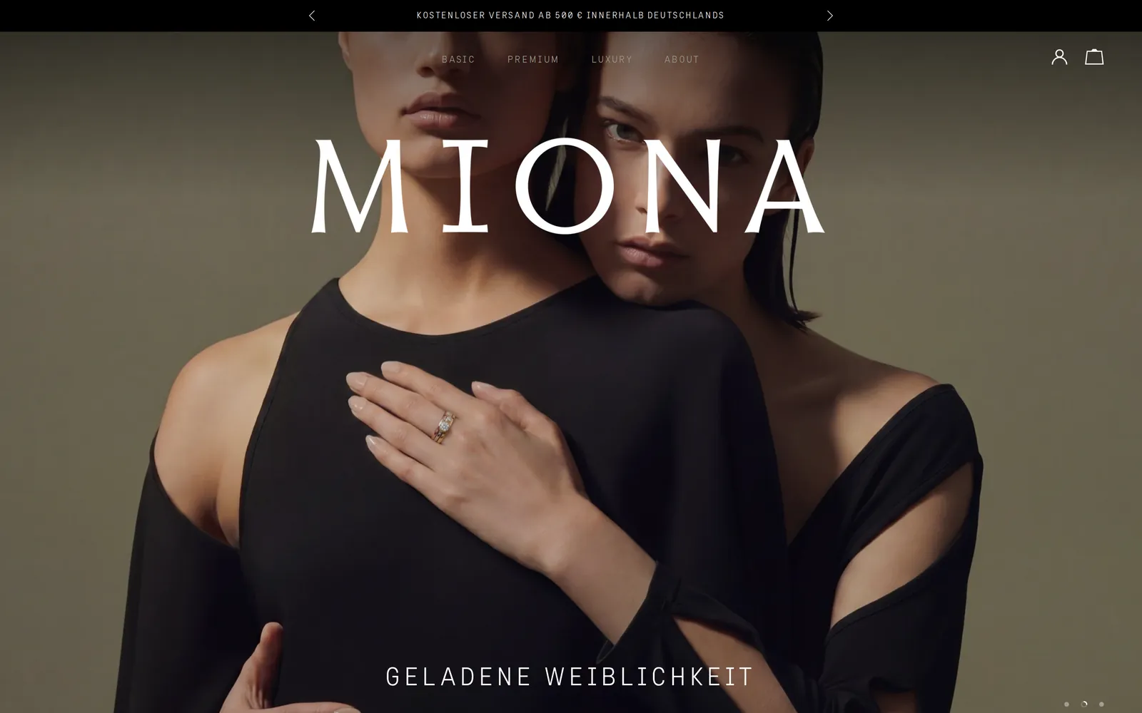 Startseite von MIONA mit Markenbild