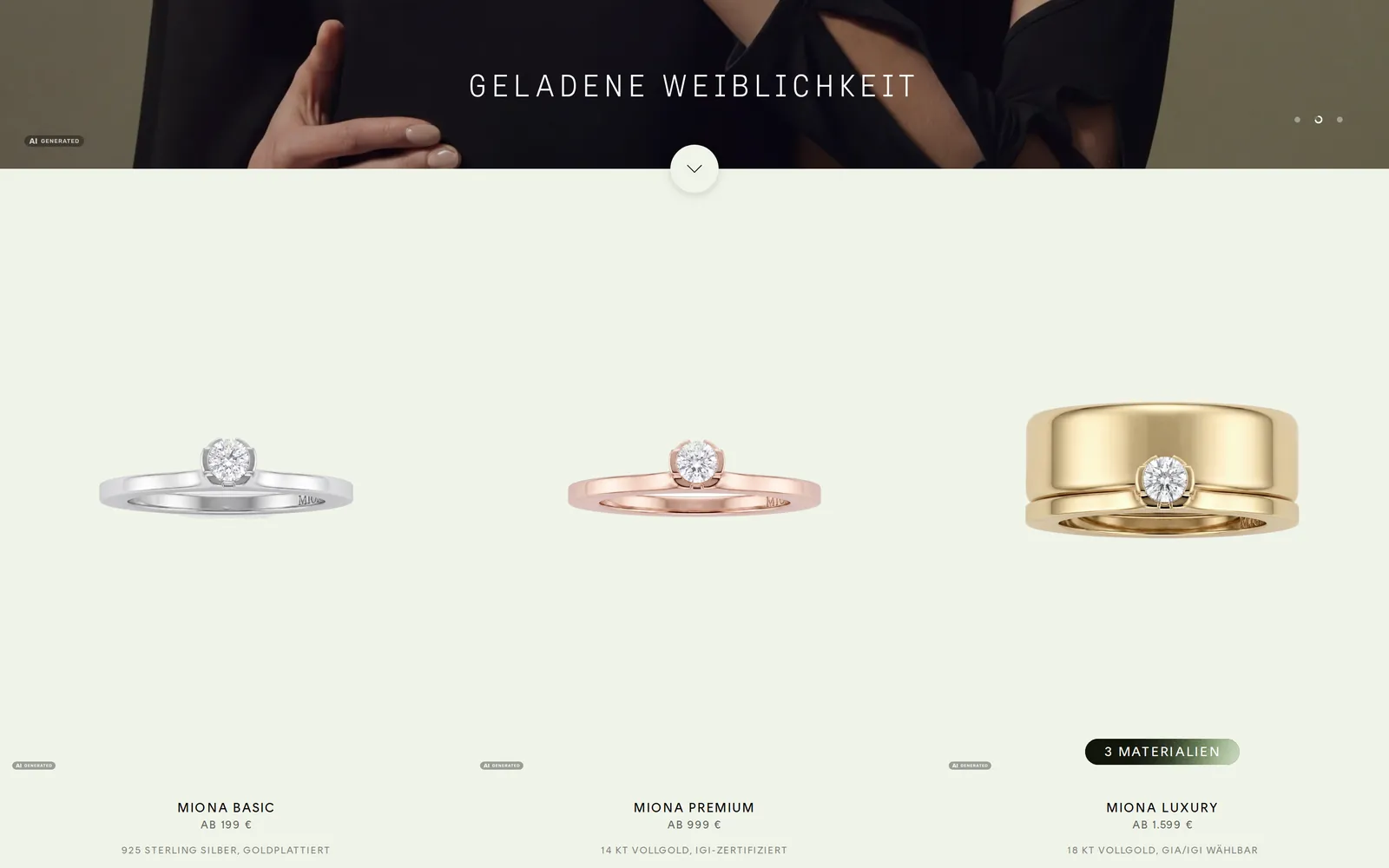 Produktübersicht mit drei Ringen