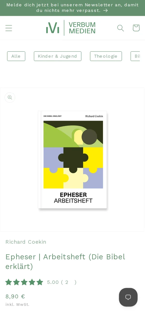 Produktseite auf dem Handy